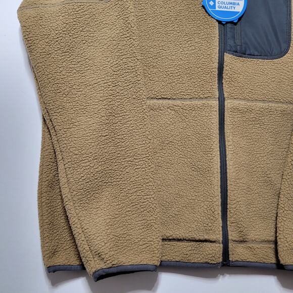 NWT Columbia Rugged Ridge Sherpa Brown Fleece Mens XL Full Zip AM0478 - Picture 3 of 12